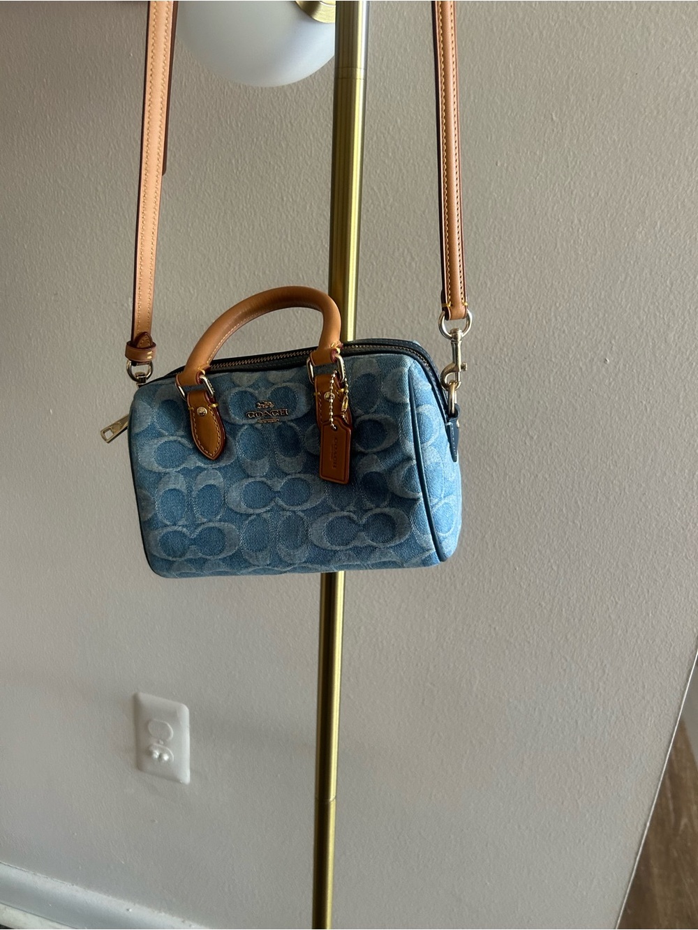 Coach Denim Signature Satchel with Tan Leather Accents - Picture 9 of 9